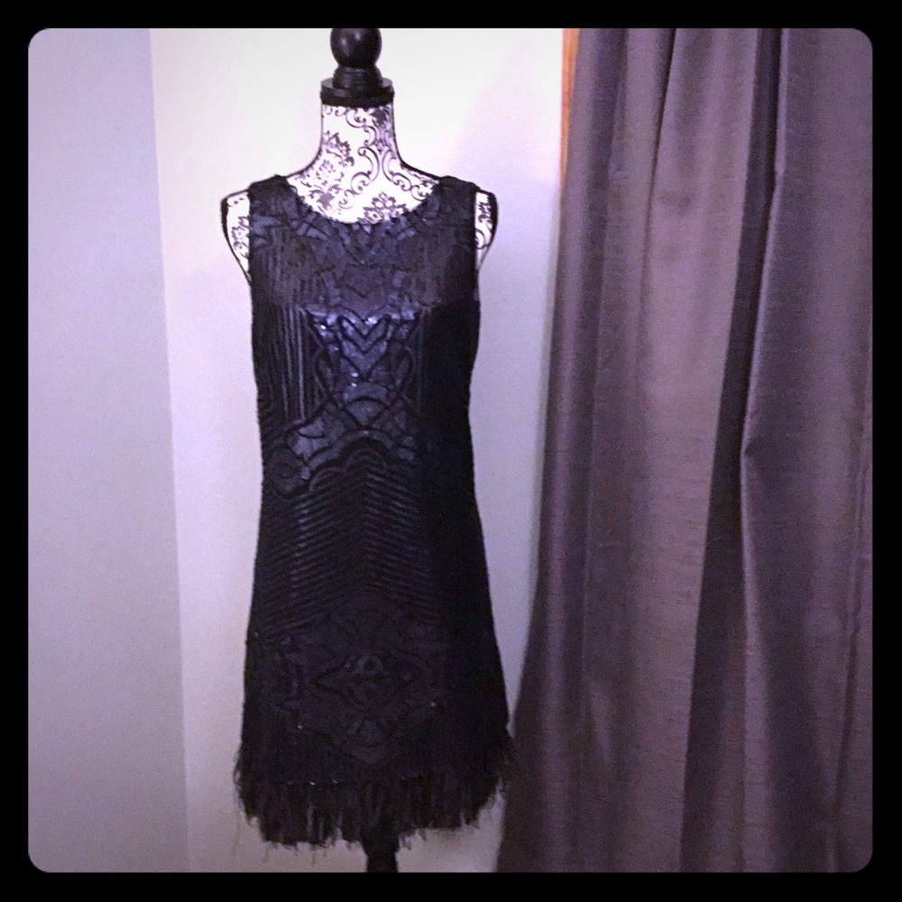 BCBG Navy Sequin Cocktail Dress - Size S